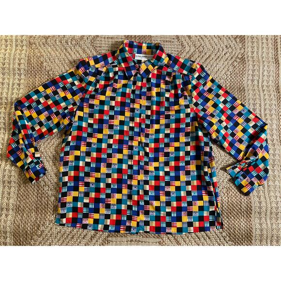 Vtg. Alfred Dunner 90s Geo Multi Color Print SZ 14 - Picture 1 of 7